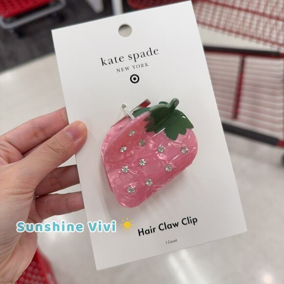 NWT Strawberry Hair Claw Clip kate spade new york x Target Pink SHIP FAST - Picture 1 of 3